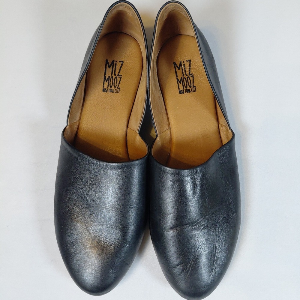 Miz Mooz Kimmy Flats Size 41 / 9 Black Leather Slip On Shoes Minimalist